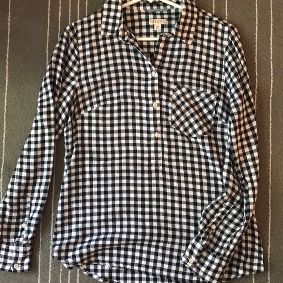 Merona gingham black and white collared shirt - Picture 4 of 4